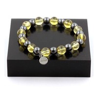 Armband Perlen Citrin + HäMatit 8 Mm. Hergestellt In Frankreich.