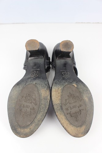 Zapatos De Tacón Abiertos De Cuero Negro Y Encaje ART T 38 / 39 Buen Estado - Imagen 11 de 13