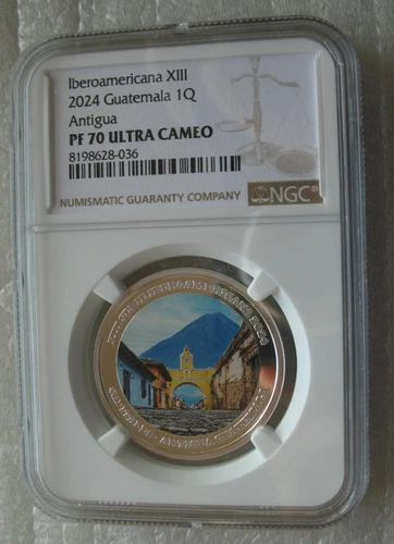 Guatemala Quetzal 2024 Silver Proof Coin Ibero American XIII Antigua NGC PF70