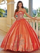 Fiesta Orange/Red Quinceanera Gown Dress sz 2 NWT SALE
