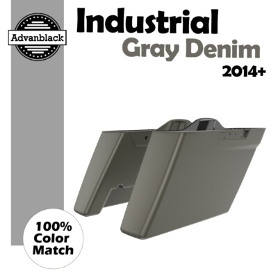 Industrial Gray Denim No Cutout Stretched Saddlebag For Harley Street Road 2014+