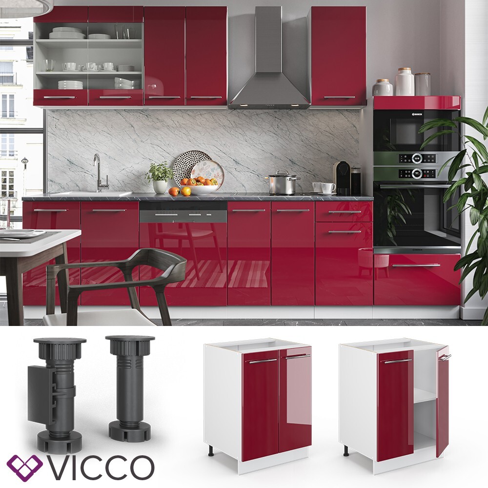 Meuble Bas De Cuisine VICCO Fame-Line 80 Cm – Blanc Brillant – Neuf