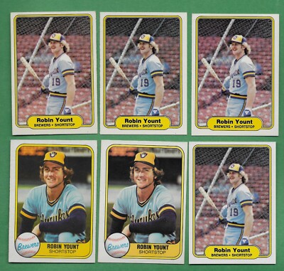 (2) 1981 Fleer #511 & (4) 1982 Fleer #155 - Robin Yount Milwaukee Brewers