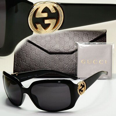Gucci Sunglasses 2010 Vintage Black Gold Square GG 3164/S D28JJ