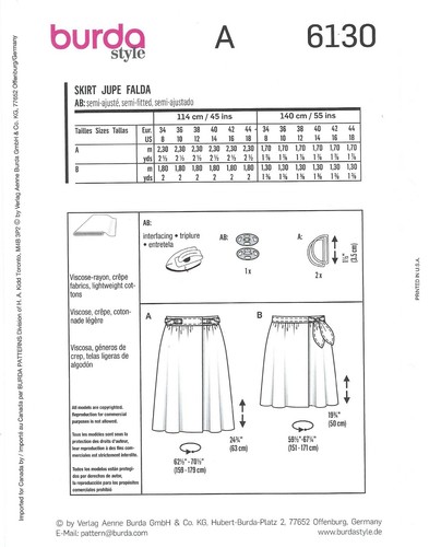 Burda 6130 Wrap Skirts w Tie Bands, D-Ring & Knotted Bands Sz 8-18 UNCUT Pattern - 第 2/4 張圖片
