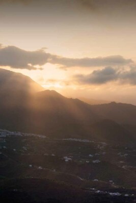Frigiliana Sonnenaufgang Andalusien Axarquia Costa del Sol Spanien Foto Bild