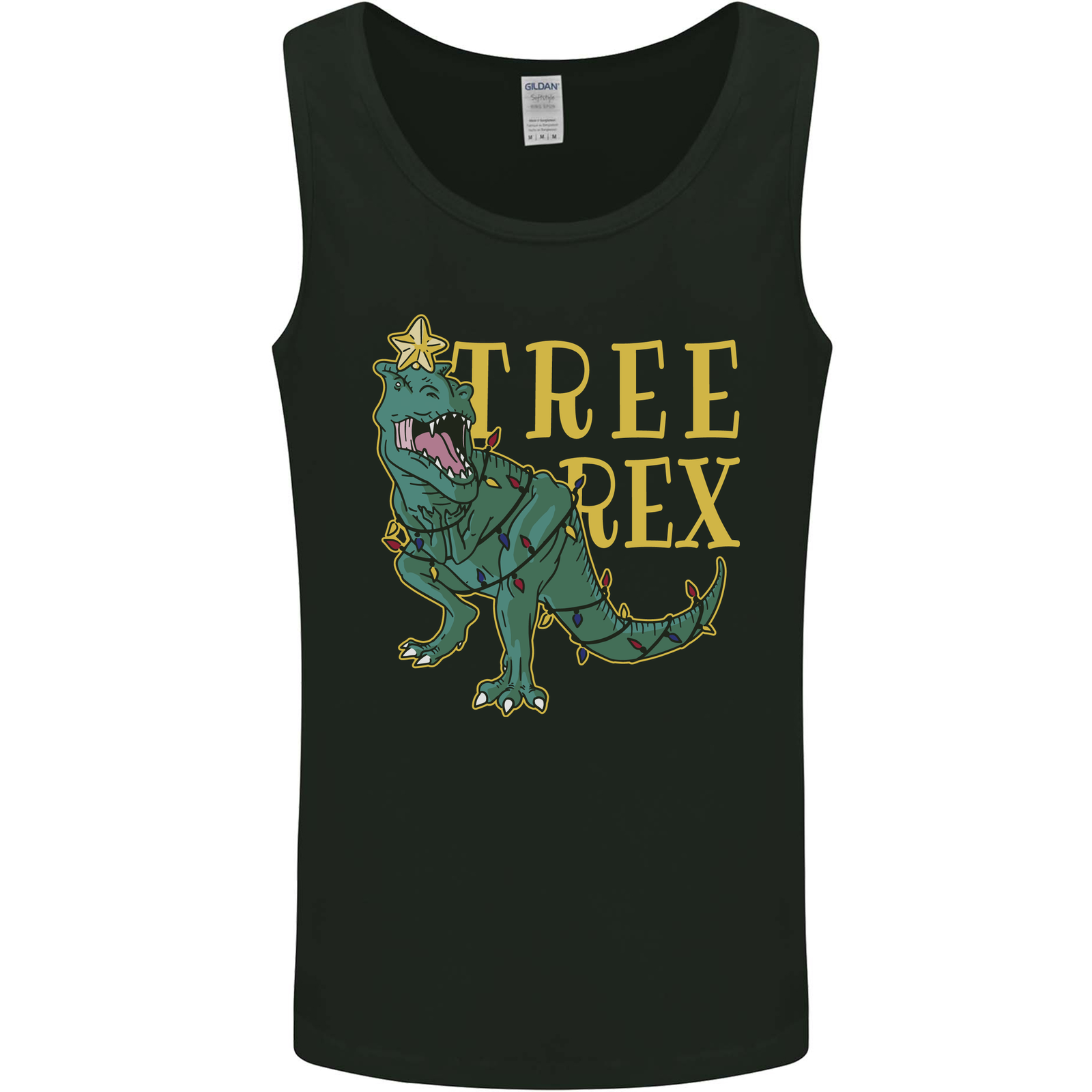 Xmas Tree Rex Funny Christmas T-Rex Dinosaur Mens Vest Tank Top