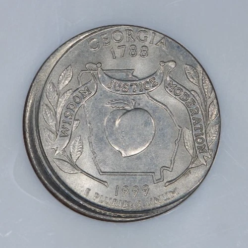 1999 Georgia State Quarter NGC MS64 - Mint Error Off Center - Image 3 of 4
