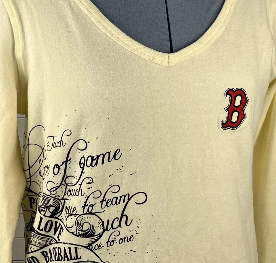 Boston Red Sox Women's Top Sz Large Touch by Alyssa Milano Logo Lace Up Sleeves - Image 4 of 4