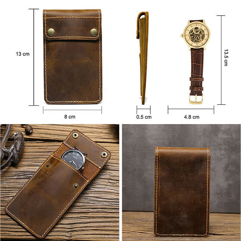 ロレックスのショップ袋 封筒 革製時計保存ケース Luxury Watch Roll Case Vintage Genuine Leather Watches