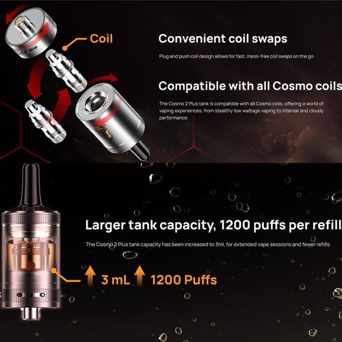 Originale Cosmo 2 plus Kit Sigaretta Elettronica 3000Mah 35W Starter Kit Con 2 - Foto 4 di 12