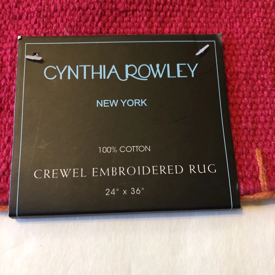 "ALFOMBRA DE BAÑO CYNTHIA ROWLEY ALFOMBRA CREWEL BORDADA 100% ALGODÓN 24"" X 36"" NUEVA" Foto 3 de 4