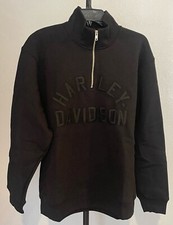 Harley Davidson Icon 1/4 Zip Pullover Men's Jet Black Fleece Sweatshirt X-Small