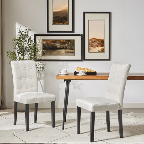 Set of 2/4 Button Tufted Dining Room Armless Dining Side Chair High Back Kitchen - Picture 25 of 43