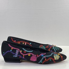 Jasmin Embroidered Colorful Holiday Christmas Present Stocking Flats Size 7 B