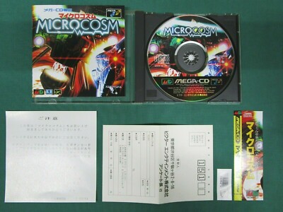 Mega CD Microcosm. spine card[half only], postcard, caution sheet. JAPAN. 13956