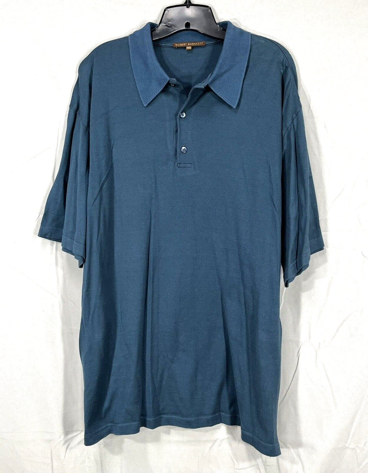 ROBERT BARAKETT Men's SOLID NAVY BLUE Smooth Knit COTTON Casual POLO SHIRT Sz XL