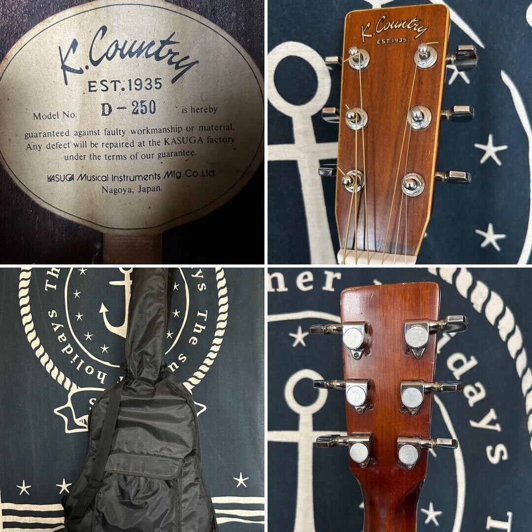 K.Country Acoustic Guitar D-250 Dreadnought Japan Vintage K.Country Acoustic Guitar D-250 Dreadnought Japan Vintage