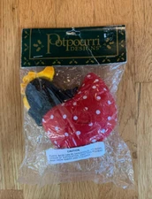 Vintage NIP Potpourri Designs Ornament Red Polka Dot Rooster Hen Chicken USA