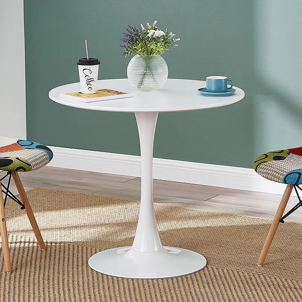 2 Sizes 60cm 80cm White Round Dining Table Kitchen Room Furniture Bistro Table