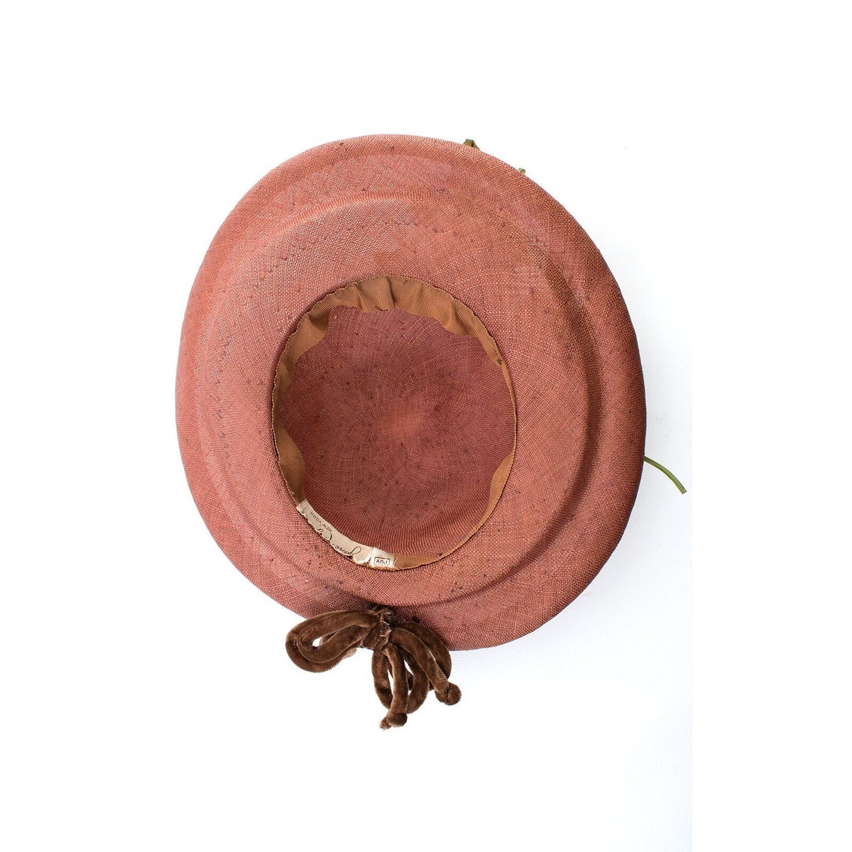 DebWay wide brim 50s vintage brown hat Vintage Wide Brim Hat Ivory Straw Wide Brim Hat- Brown Trim  main image 2
