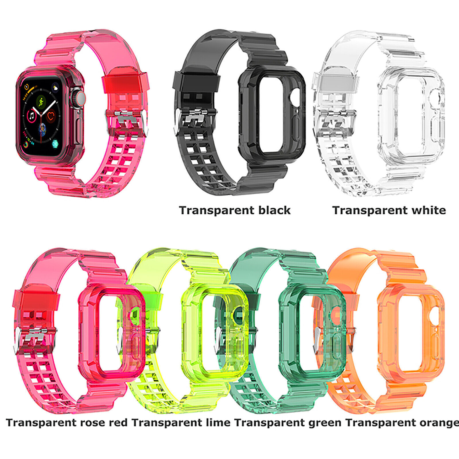 TPU Watch Strap Transparent Strap Watch Strap Band for 1/2/3/4/5/6/7/SE