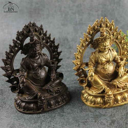 1pc 4.33" Antique Bronze Buddha Statue Desk Ornament Decor Craft Accessories - Picture 8 of 14