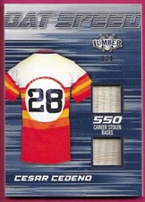 2022 Leaf Lumber Baseball CESAR CEDENO #BS-02 Bat Speed Game Used Bat 2/4