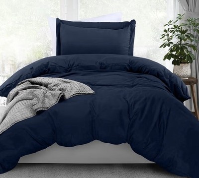 Utopia Bedding Twin Duvet Cover Set 2 Piece Navy Brushed Microfiber New