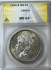 1900 Morgan Dollar ANACS MS63 Philadelphia Minted Silver Dollar No Reserve