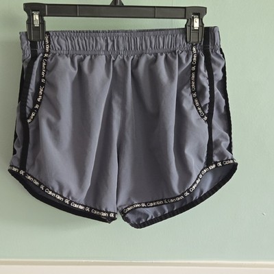 Women s Calvin Klein Performance Logo Print Lined Running Shorts Gray Sz S EUC