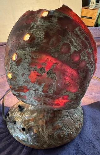 Vtg ABALONE SHELL LAMP / Night Light Nautical Folk Art Tested Works / c. 1935!
