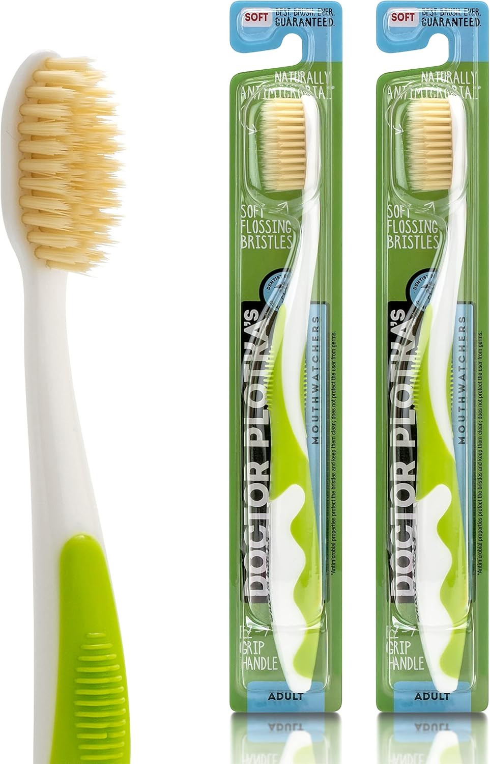 MOUTHWATCHERS Soft Flossing Manual Toothbrush for Adults, 2 