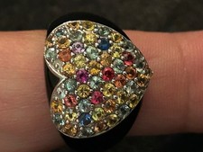 sterling silver multi gemstone ring