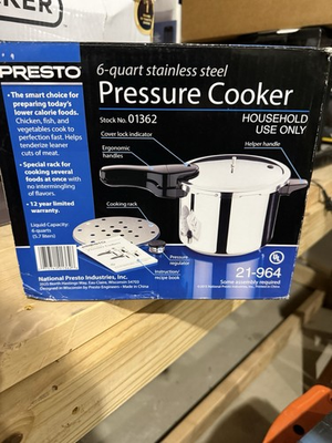 #ad Presto 01362 6 qt Stainless Steel Stovetop Pressure Cooker w Rack amp; Regulator $85.00