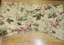 Waverly Home Forever Yours Valance Tan Pink Peonies Shabby Cottagecore 77x21"