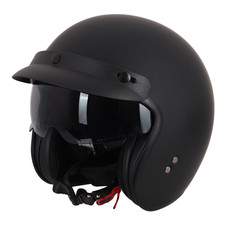 Stealth Open Face Vespa Lambretta Scooter Helmet With Peak Matte Black ECE 22.06