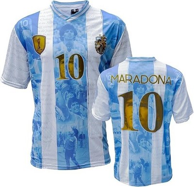 MARADONA Fußballtrikot ARGENTINIEN GOLDENE Details Pibe De Oro Original OFFIZIELL