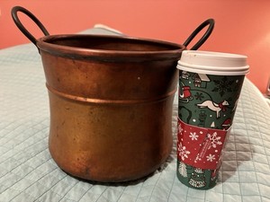 Large Copper Cauldron | eBay LRG Antique Solid Copper & Iron Cauldron Pot Kettle Hand Forged Bail Handle 15x9 main image 1
