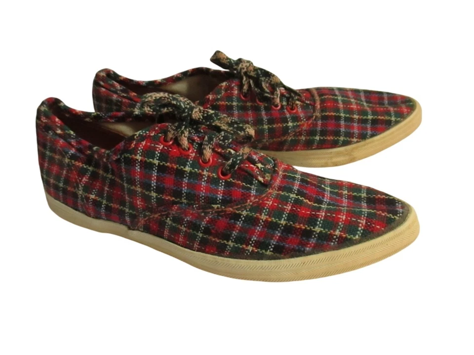 Vintage sz 5 Keds Womens Plaid Canvas Sneakers 1970's Scottish New Wave Punk - Image 2 of 4