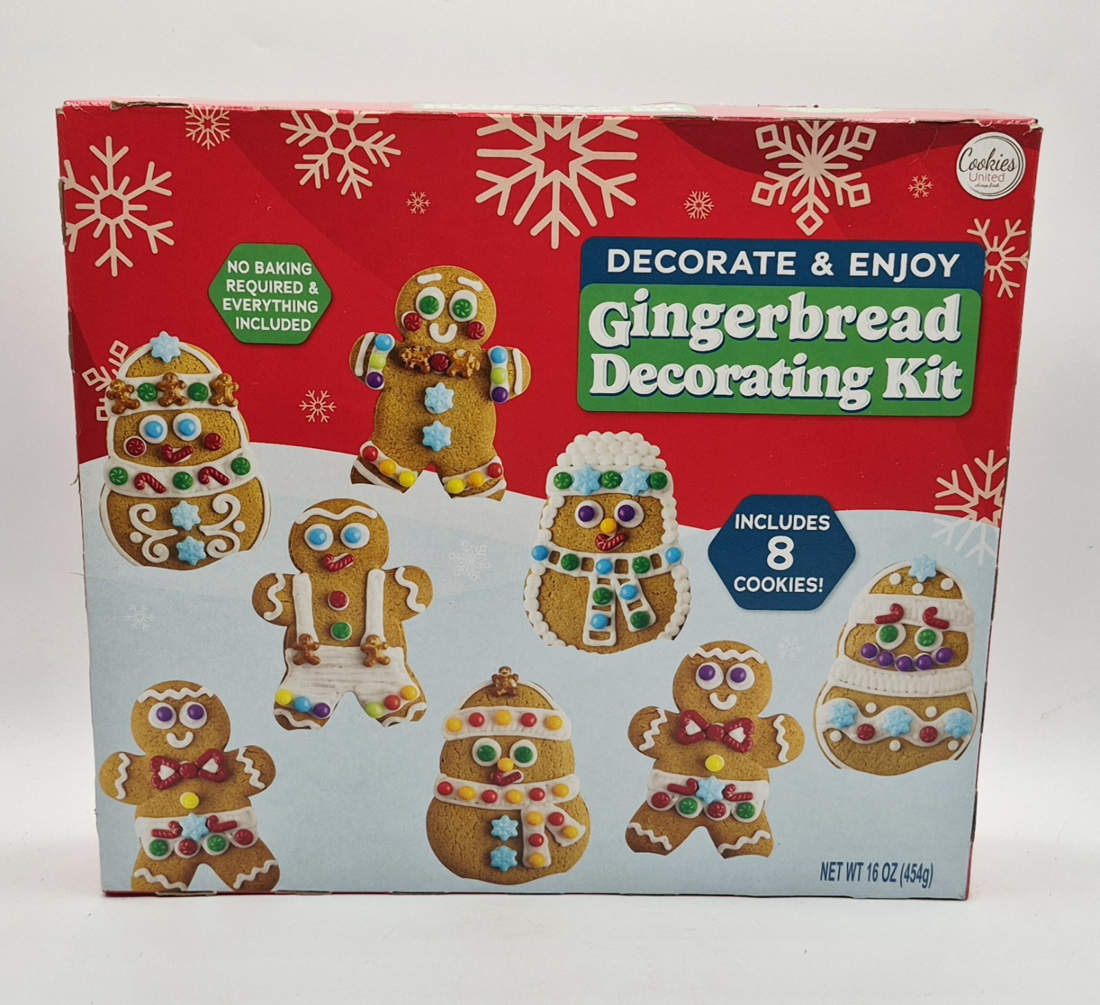 Holiday Gingerbread Decorating Kit 8 Lg Cookies + Icing/Pipi