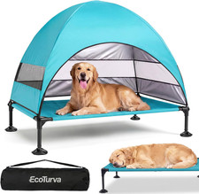 Elevated Dog Bed with Canopy - 3-Sided UV Protection Pet Tent with Wider Shade
