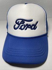 FORD 80s Trucker Snapback Hat Cap Blue Mesh Designer Award Cap Blue New No Tag 