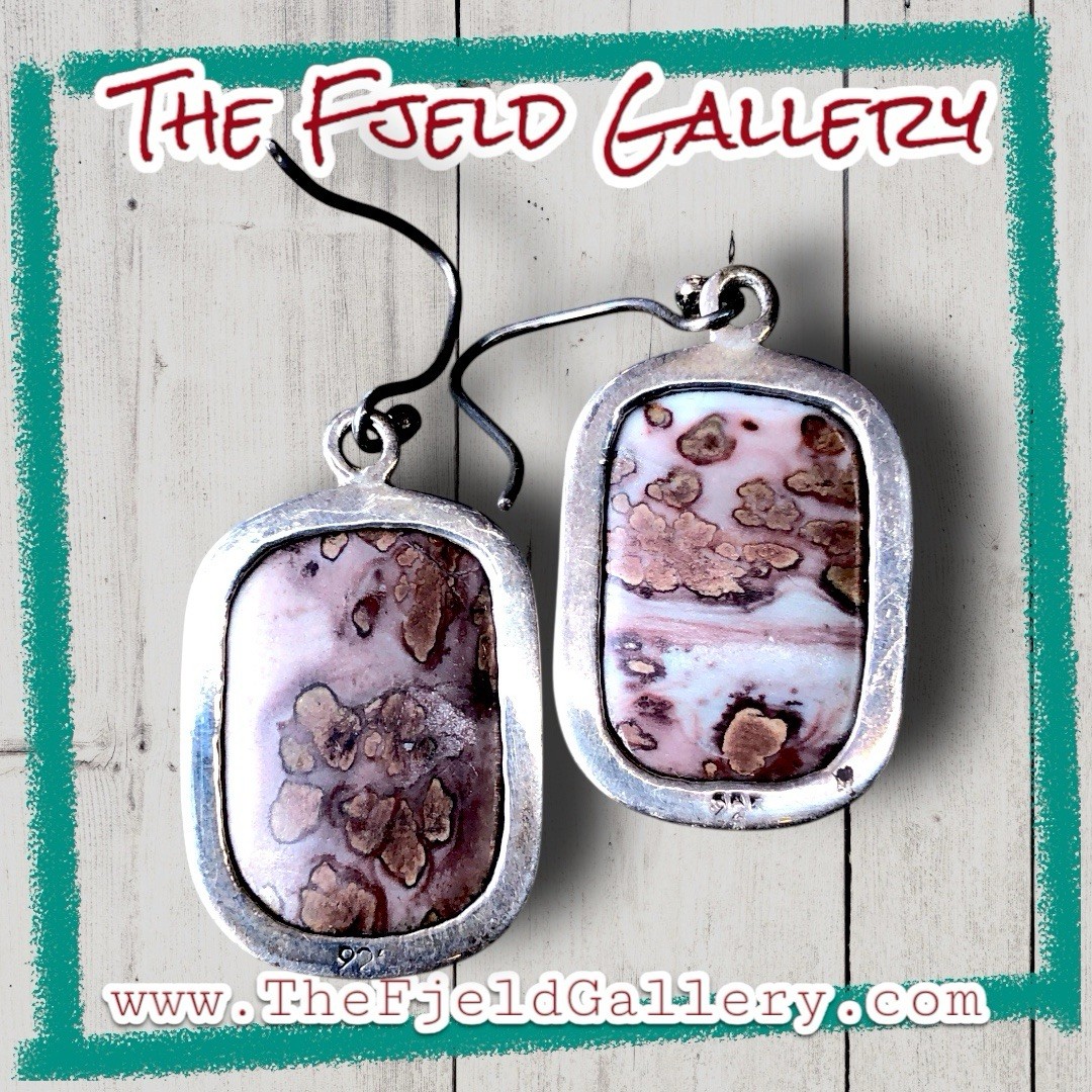 Sterling silver ocean jasper hook dangle earrings - image 3