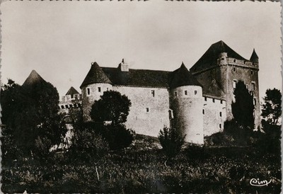 Vtg RPPC Postcard Medieval Stone Castle Round Towers Longue FR 1950s