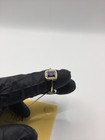 GRA 925 Yellow Gold Purple Emerald-Cut Moissanite Halo Ring Sz 9 7x5mm — photo 2