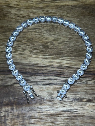 925 Sterling Silver Cubic Zirconia Tennis Bracelet 5mm Round Cut 7 1/2in 18g - Picture 8 of 10