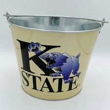 Kansas State University Wildcats 2006 Items Aluminum Tin Bucket Beige Purple 7”