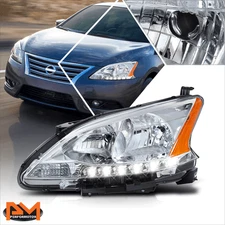 For 13-15 Nissan Sentra Factory Style Driver Side LED DRL Headlight Chrome/Amber
