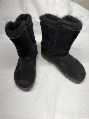 Earth Dream Caraway Women s Black Suede Leather Boots Pull On Flat Sole Size 7M